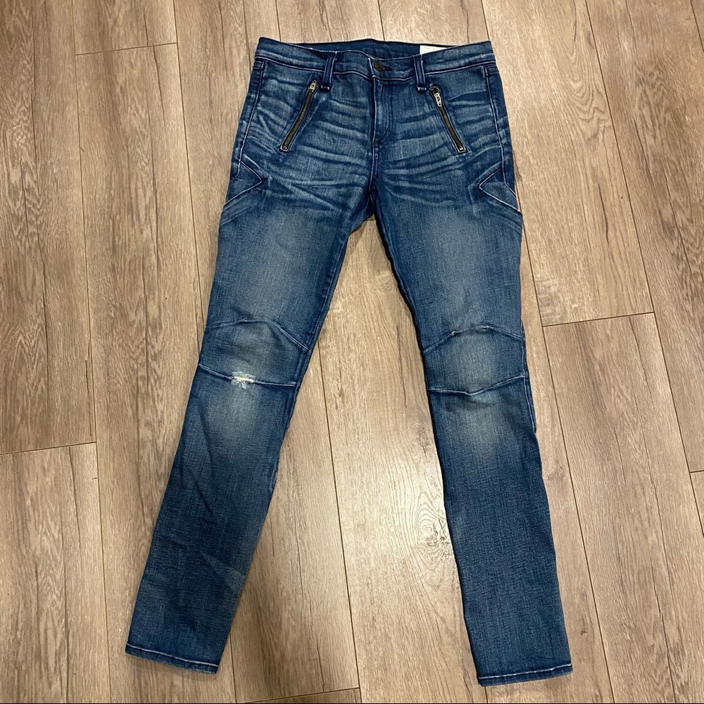 RAG & BONE SZ 29 NWOT SIDE ZIP MOTO STYLE MED WASH SKINNY JEANS
